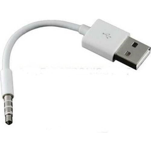 100pcs USB Cable 2.0 Charger Data Sync M To M Audio Headphone Jack Adapter 3.5mm White for Apple for Ipod Shuffle 3rd 4th 5th