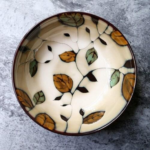 Japanese Style Ceramic Kitchen Tableware Hand-Painted Noodle Soup Rice Bowl Home Salad Fruit Bowl Large Capacity Porcelain Bowl