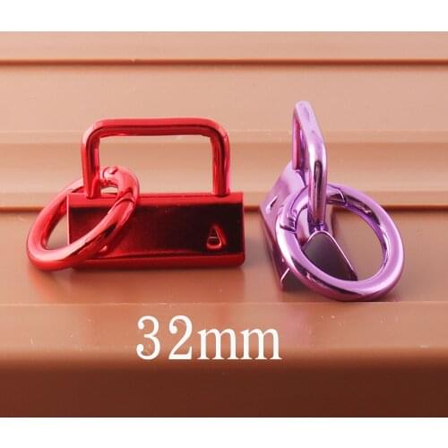 32mm Red Purple Key Fob Hardware with Spring Rings Spring Gate Ring Plated Key Fobs 1 1/4 inches 2-6 sets