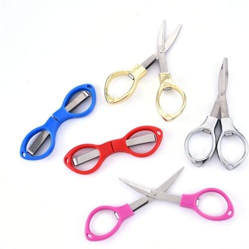 1Pcs Multifunction Stainless Steel Plastic Handle Foldable Scissors Portable Stationery Office DIY Tool Fishing Line Scissors