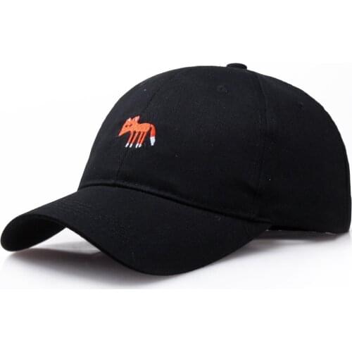 MOQ50 2019 Fashion Design and high Quality Women Girl Cotton Fox Cap Embroidered Solid Color Baseball Cap Gift