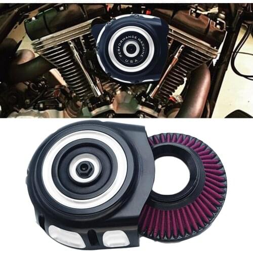 Motorcycle Vintage Air Cleaner Aluminum Filter Intake Kit Black For Harley Touring Road King Street Glide Softail Dyna Sportster