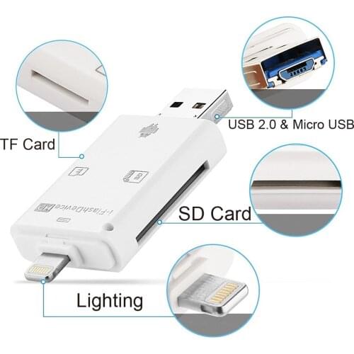 Multi Card readers 4in1 Type-C Flash Drive For Iphone 7 8 11 X XR MAX Lightning Card Reader SD TF USB C to MicroUSB