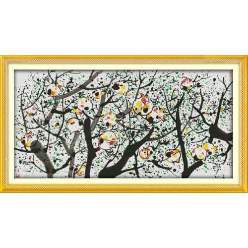 Pomegranate landscape cross stitch kit lanscape garden 14ct 11ct count printed stitching embroidery DIY handmade needlework