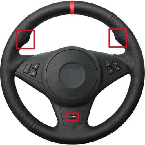 Non-slip Black Artificial Leather Car Steering Wheel Cover For BMW E60 E63 E64 Cabrio M6 2005 2006 2007 2008 2009 2010 M series