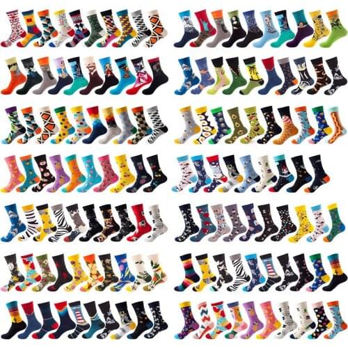 Novelty Unisex Diamond Funny Socks Women Animal Pineapple Watch Dress Skarpetki Crew Cute Sokken Cotton Floral Happy Men Socks