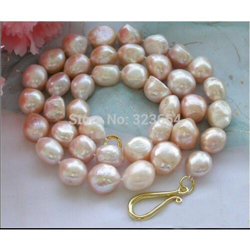 24" 13mm pink baroque freshwater cultured pearl necklace