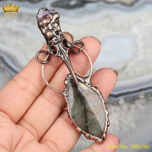 5Pcs/Lot Natural Flash Labradorite Stone Slab Beads Pendant DIY ,Druzy Agates Hoop Charms For Women Necklace Jewelry Making