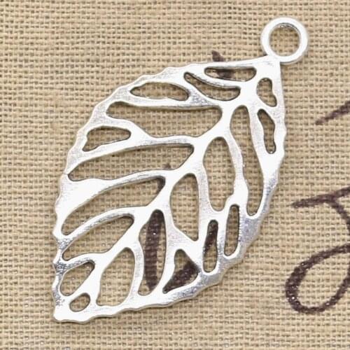 5pcs Charms Hollow Leaf 49x26mm Antique Pendant Fit Vintage Tibetan Bronze Silver Color DIY Handmade Jewelry