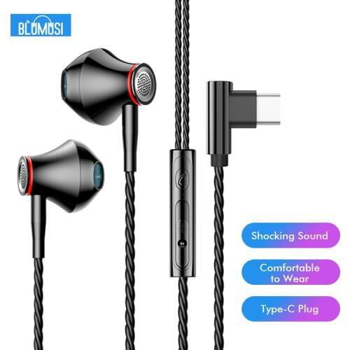 F21 Wired In Ear Earphones Bass Headset Type-C Plug for Convenient Mobile Gaming Movie Sports with Microphone and Wire control