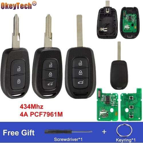 OkeyTech VA2/VAC102 Remote Control Car Key For Renault Sandero Dacia Logan Duster Trafic Clio4 Master3 PCF7961M Chip 2/3 Buttons