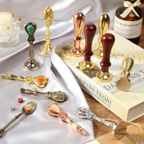 Retro Gemstone Wax Sealing Stamp Alloy / Wooden Handle For Wax Sealing Stamps Grip Wedding Post Stamping Art DIY Craft Gifts