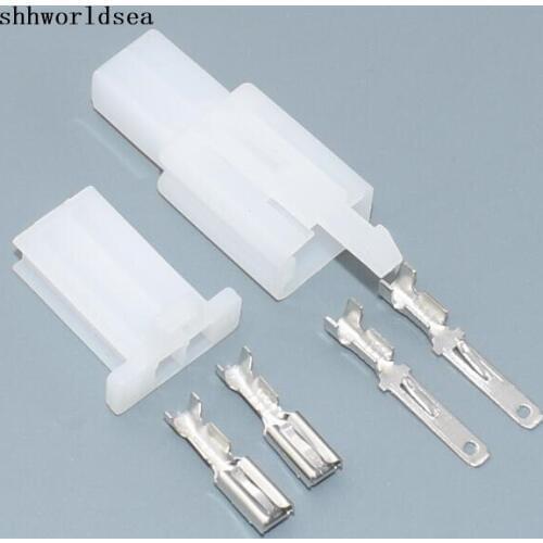 Shhworldsea 5/30/100sets car Motorcycle Electrical Multi - Connector (2.8mm) 2way 2pin male and female