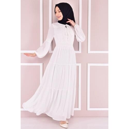 Şifon Elbise Beyaz NEV14655