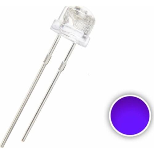 100pcs 5mm purple DIP LED Straw Hat UV Light Wide Angle Ultraviolet 395-400nm Transparent Water Clear 20mA 3V dropshipping