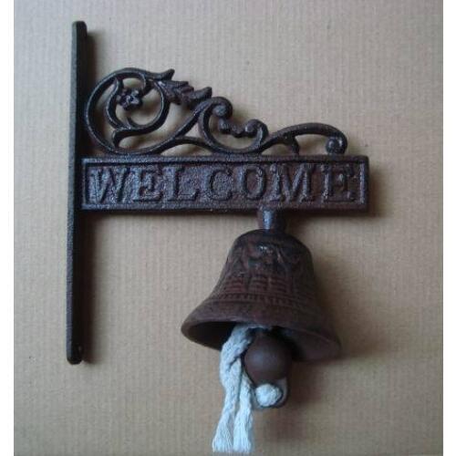 Nordic Style Vintage Brown Metal Iron Doorbell Wall Hanging Welcome Casting Wireless Doorbell Porch Garden Decoration
