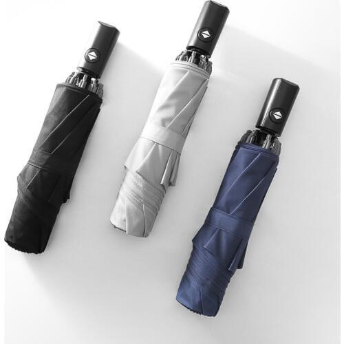 Folding Automatic Waterproof Umbrellas Three Fold Sunshine Black Large Size Umbrella Men And Women Wind Resistant B65