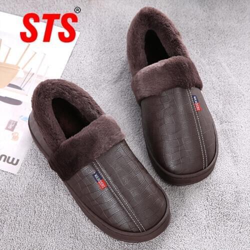 STS Winter Slippers Women Cute Warm Home Slippers Men/Women House Floor Slippers Indoor Slides Winter Woman Shoes Childs Sliders