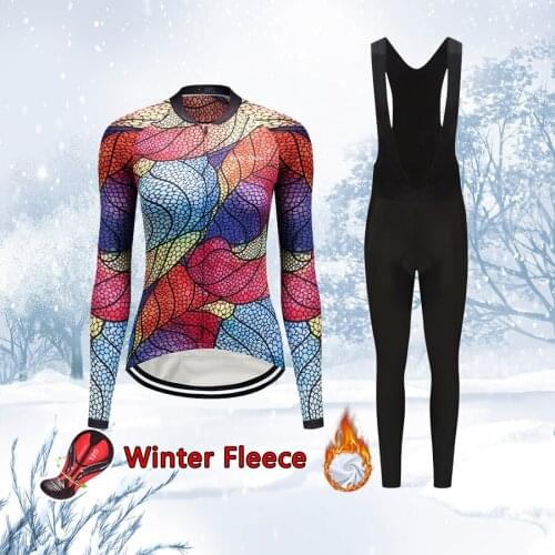 Warm Thermal Fleece Cycling Jersey Women Set 2021 Mountain Bike Clothing Retro Bicycle Clothes Ladies Trisuit Sport Suit Dress