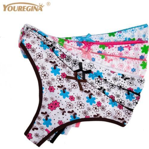 Sexy Lace Cotton Womens Panties Floral Leopard Print Briefs Kawaii Girls Underwear Multicolor Lingerie 6 pcs/lot