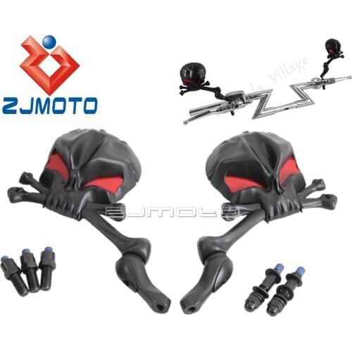 Universal Steel Skull Skeleton Rear View Mirrors For Harley Honda Yamaha Kawasaki Suzuki Motorcycle Custom Skull Side Mirrors
