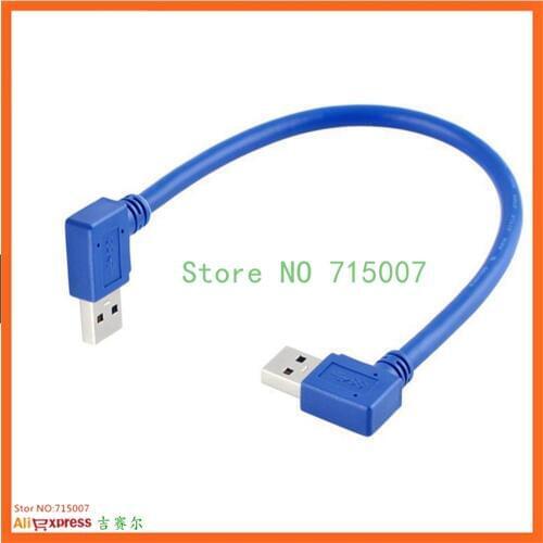 USB3.0 USB 3.0 Type A Male 90 Degree Left Angled to Right Angled Extension Cable Straight Connection 50cm 0.3m