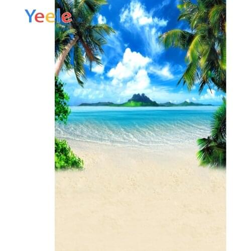 Summer Holiday Background Seascape Beach Palm Photography Tropical Backdrop Customized Photographic Background For Photo Studio