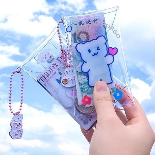New Creative Bear & Dog Transparent Girls Coin Purse Children PVC Zipper Change Purse Women Mini Lipstick Wallet Key Card Bag