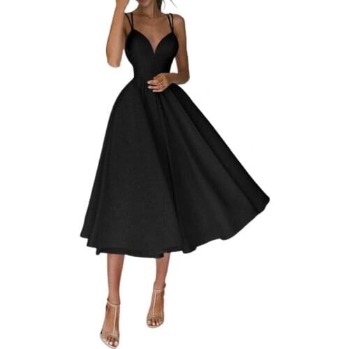 Formal Dress women elegant Deep V Neck Spaghetti Strap Off Shoulder Large Hem Women Midi Dress for Banquet party wear vestidos