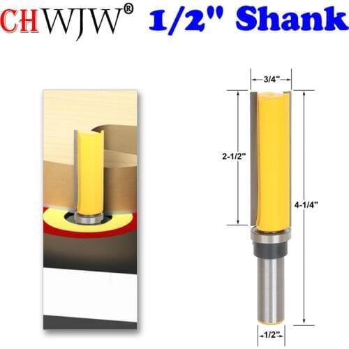 1pc 1/2" Shank Template Router - Flush Trim bit - with Woodworking cutter Tenon Cutter for Woodworking Tools