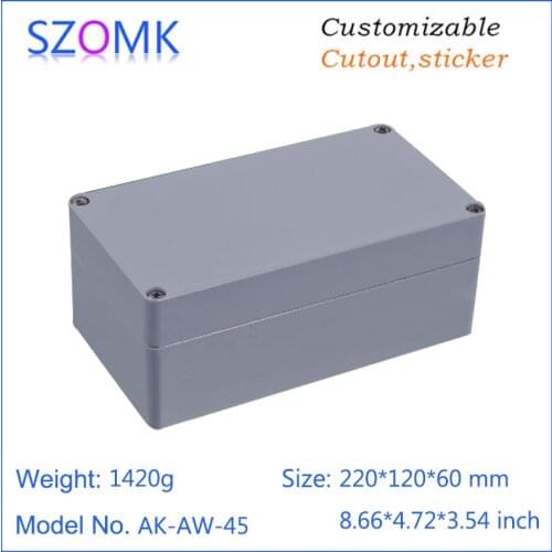 1 piece, 220*120*60mm die cast aluminum waterproof box IP66 electronics amplifier enclosure project box szomk housing case