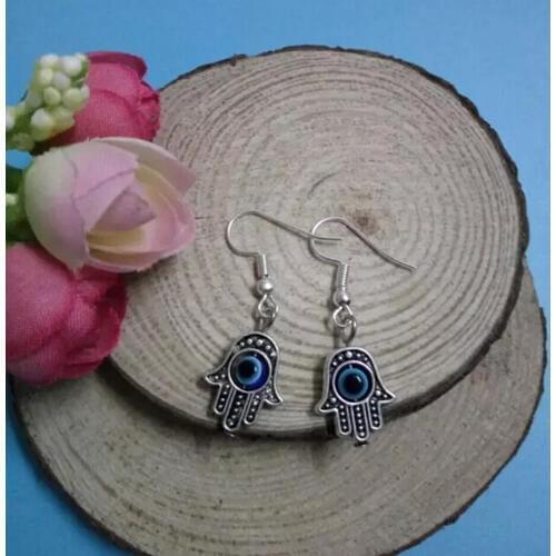 1PCS Fashion Jewelry Earrings Hamsa Hand Of Fatima Evil Eye Charm Drop Earrings Pendant Vintage for woman gift-152