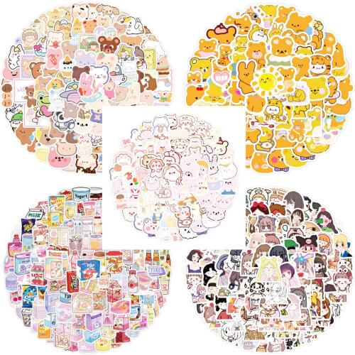 10 / 30 / 50pcs Popular Cute Korean Bear Girl Ins Graffiti Decoration Waterproof Sticker Wholesale