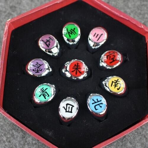 10Pcs/Set Hot sale Japanese Anime NARUTO COSPLAY Akatsuki Member Ring Uchiha Itachi For Christmas Gifts for kids