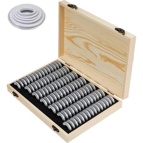 100 Coin Storage Boxes Round Coin Storage Wooden Box Commemorative Coin Collection Box