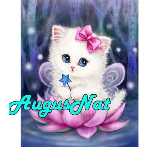 5d diy diamond painting cat full round daimond embroidery lotus pebble beads puzzle picture animals diamant mosaic sticker art