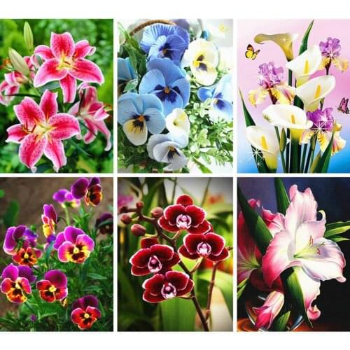 AZQSD Diamond Painting Full Square Flower Embroidery Floral Mosaic Picture Of Rhinestones Home Decor Handicrafts Wall Art Gift