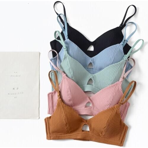 Free shipping 5 Colors Sexy Women Bikini Padded Bra Bralette cotton Bra Ultrathin Pure Cotton Brassiere Underwear lingerie