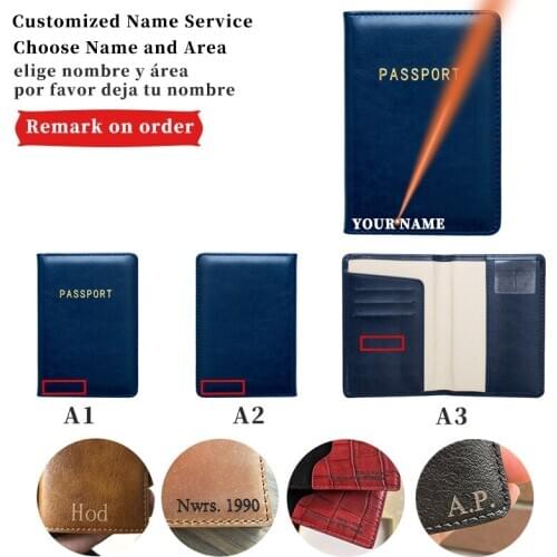 Multi-Card Slot Customized Business Wallet Case New English Passport Cover Engraved Name Women Men Passport Bag PU Ticket Holder