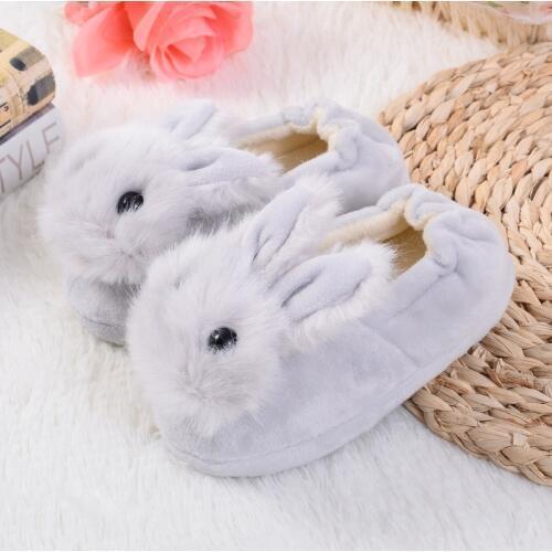 Children Cartoon Rabbits Design Slippers For Girls Warm Plush Kids Winter Slippers Boys Home Slippers Baby Bedroom Floor Shoes