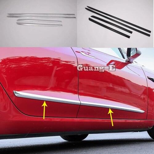 For Tesla Model 3 Model3 2018 2019 2020 2021 Molding Bumper Frame Detector Side Door Body Cover Trim Sticker Strips Parts 4pcs
