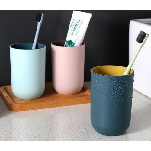 Two-tone Mouth Cup Bathroom Brushing Drinking Water Cup Simple Plain Color Household Toothbrush Washing Cup Bathroom Tumblers