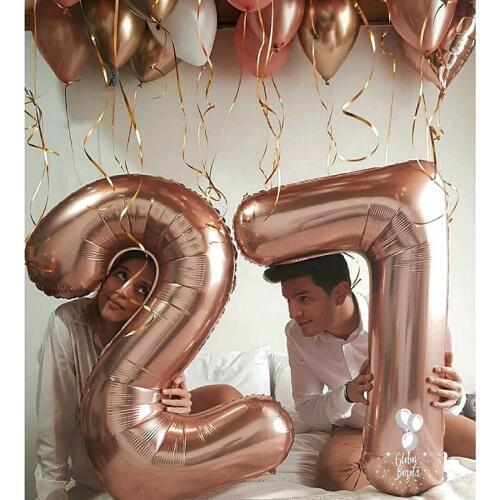 Rose Gold Figures Foil Balloons Kids Party Decoration Happy Birthday Wedding Digital Balloon Number Christmas Party Suppliers