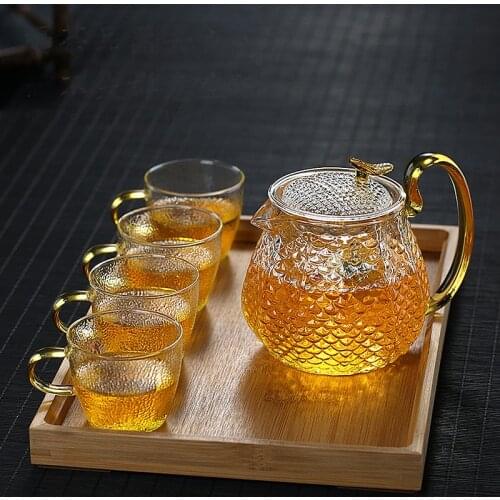High Borosilicate Glass Teapot Filter Bubble Teapot Household High Temperature Resistance Hammer Pattern Teapot Kung Fu Tea Set