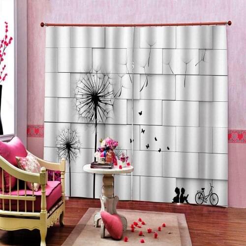 Custom Brick Wall Flower Dandelion Curtain For Living Room Bedroom butterfly Blackout Window Drapes Home Decor Sets