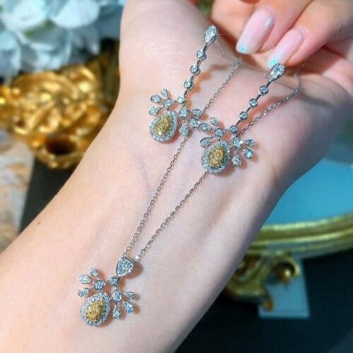 Exquisite Lovely Insect 2Pcs Jewelry Set Inlay Shiny Yellow White Small Zircon Unusual Earrings Necklace For Women Wedding Party