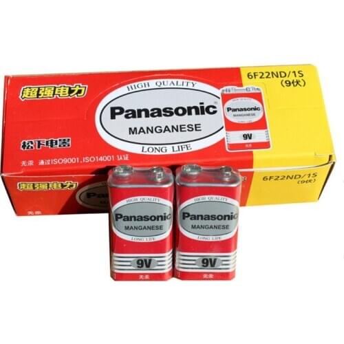 2pcs/lot Panasonic 9V 6F22 Zinc Carbon Batteries Super Heavy Duty Dry Battery for Alarm Wireless Microphone Mercury Long Life