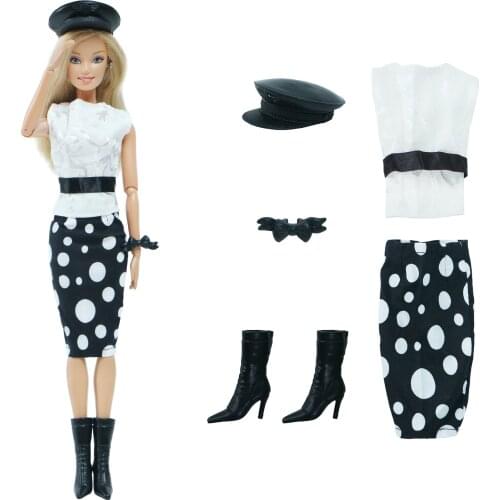Classic Doll Outfit Girl Dress Blouse Skirt Party Wear High Heels Boots Shoes Cap Bracelet Accessories for Barbie Doll Clothes