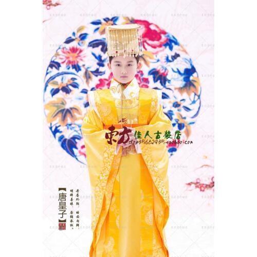 Tang Huang Zi Prince of Tang Dynasty Yellow Emperors Costume for Little Boy Photography or Childrens Day Peformance Hanfu Set
