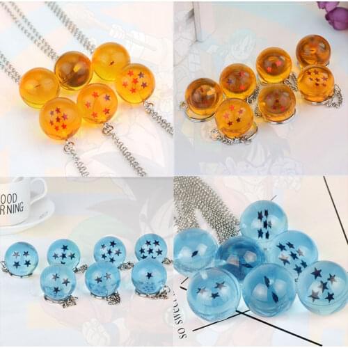 Cool Anime Dragon Series 1-7 Star Resin Dragon Pendant Keychains Keyrings Cosplay Gift брелок для ключей Dragon Series Necklace